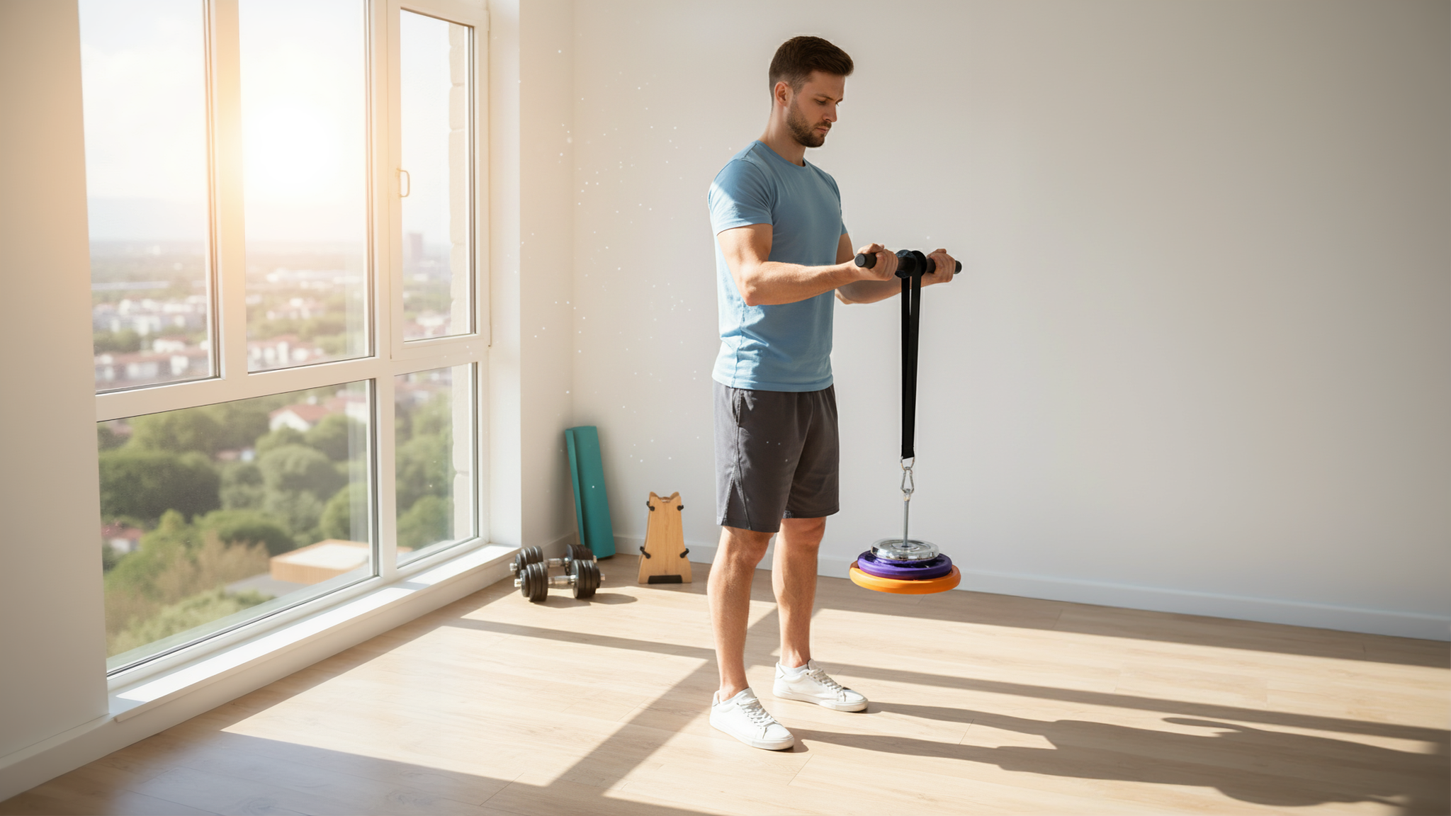 Two people gripping wrist roller hand strengthener together, demonstrating collaborative grip and forearm training for home workouts