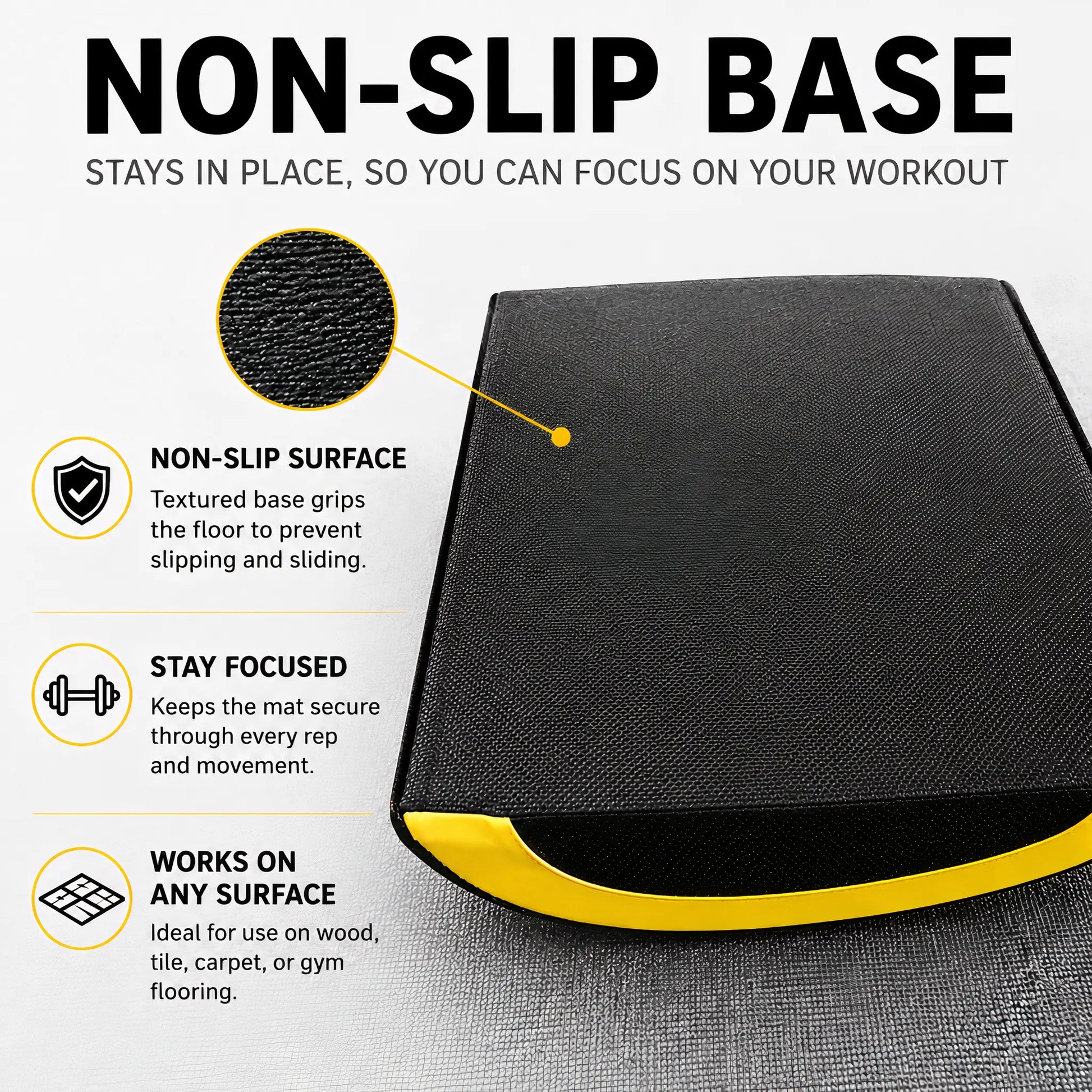 Textured non-slip base designed to keep the ab mat secure during core exercises