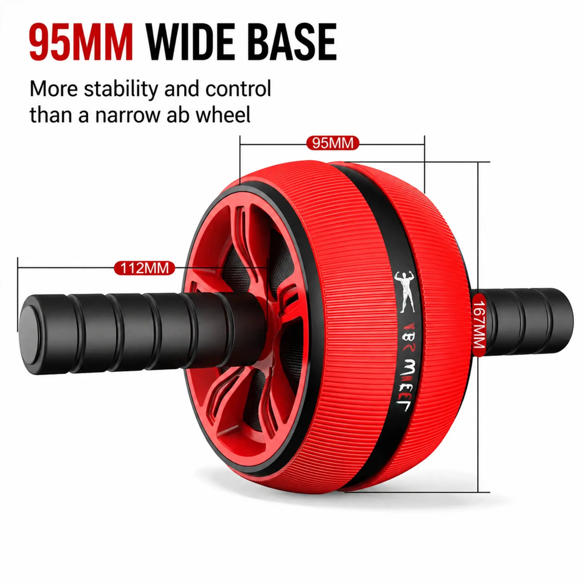 95mm wide-base ab wheel designed for improved stability and control