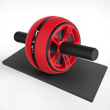 Wide-base ab wheel with knee mat for stable core training