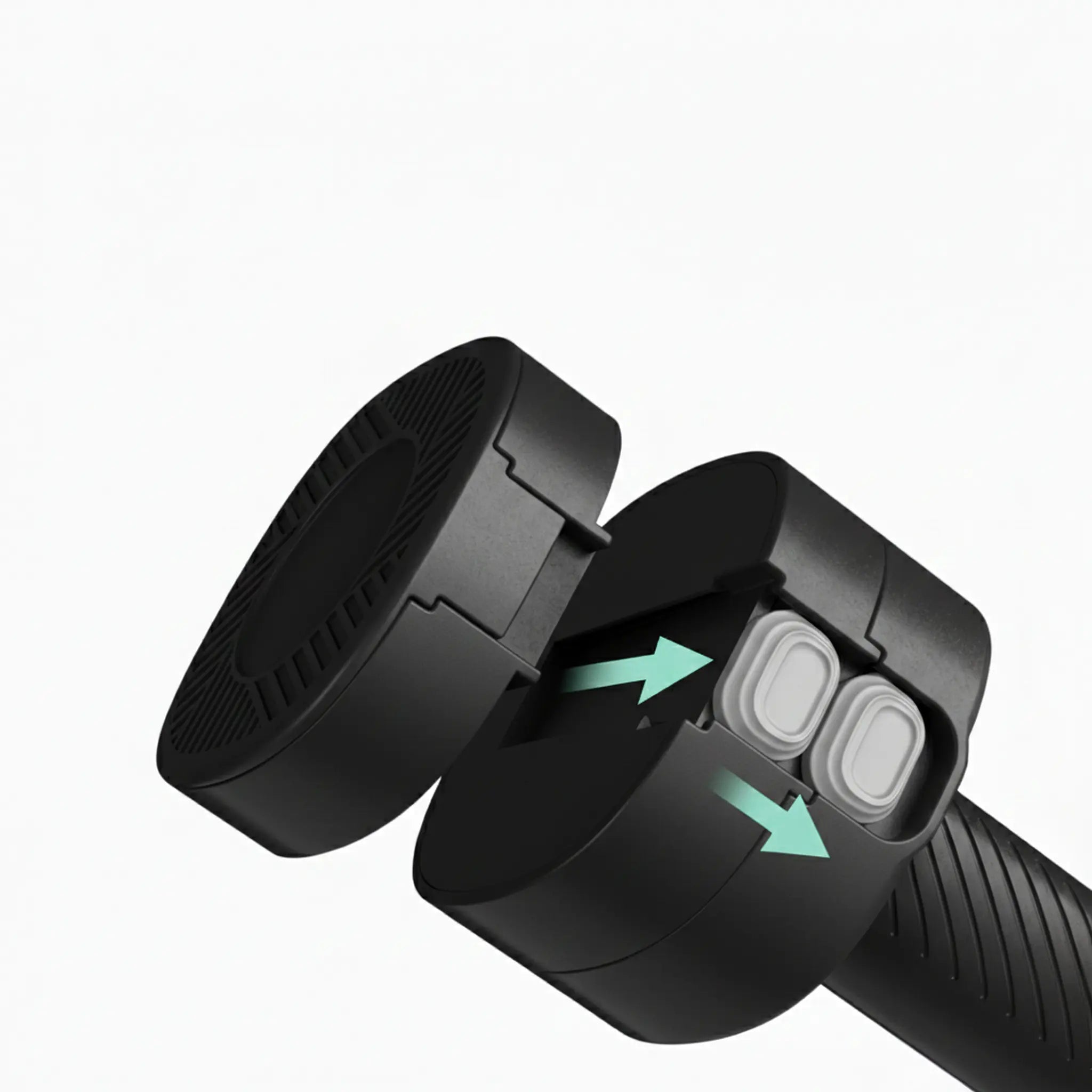 Close-up of adjustable dumbbell locking mechanism securing weight plates