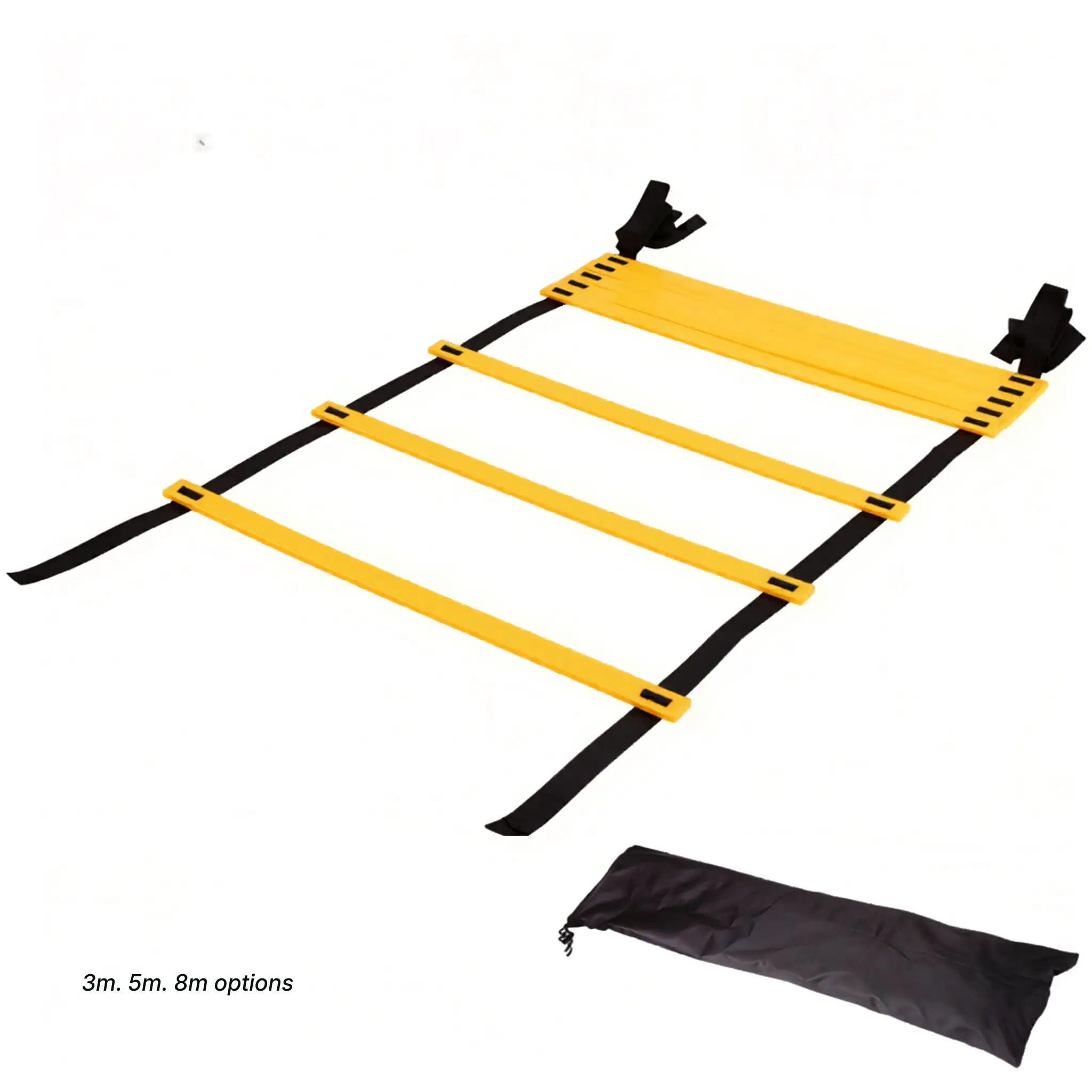 Agility ladder laid flat with carry bag, available in 3m, 5m, and 8m