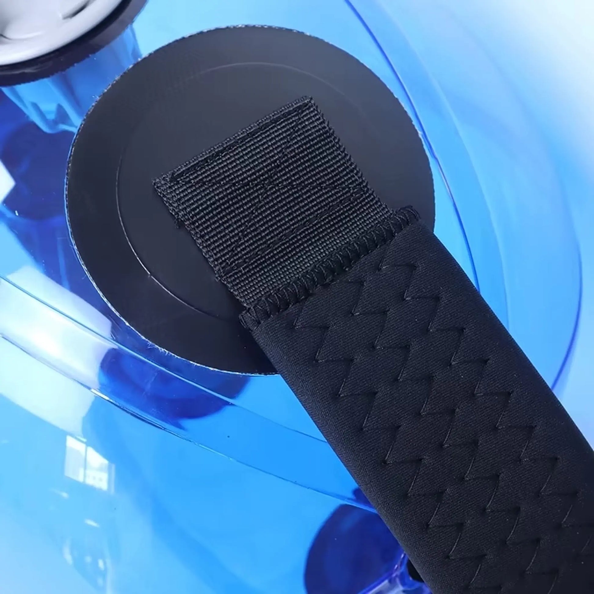 Textured handle and reinforced stitching on aqua ball