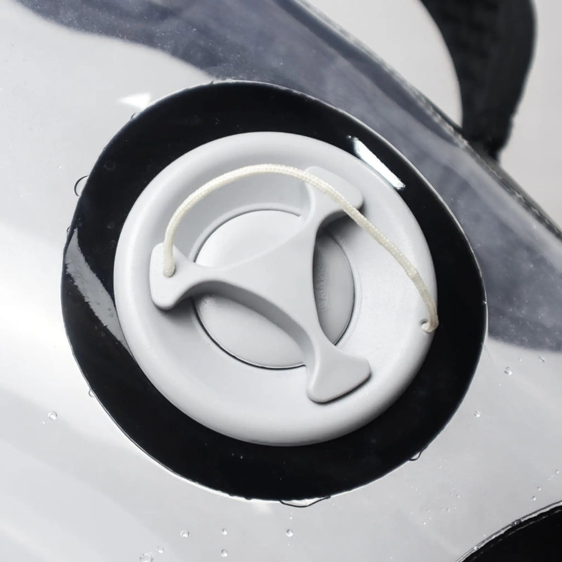 Close-up of valve and sealing system on Bulgarian aqua bag