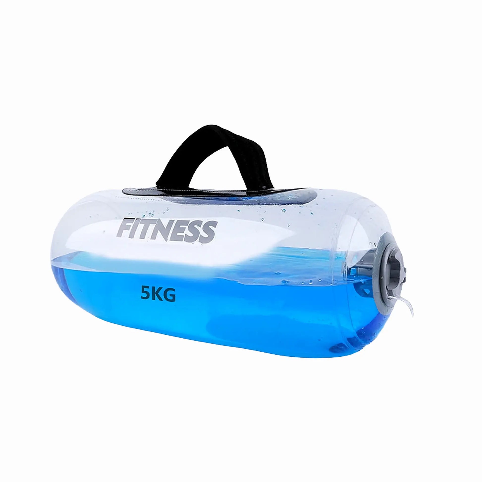 Water-filled aqua dumbbell with soft handle and 5kg capacity for instability training.