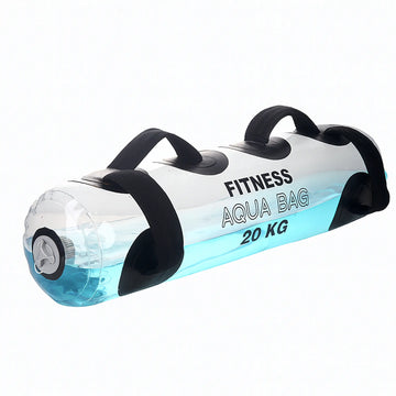 Aqua training bag filled with water showing transparent body and multi-grip handles