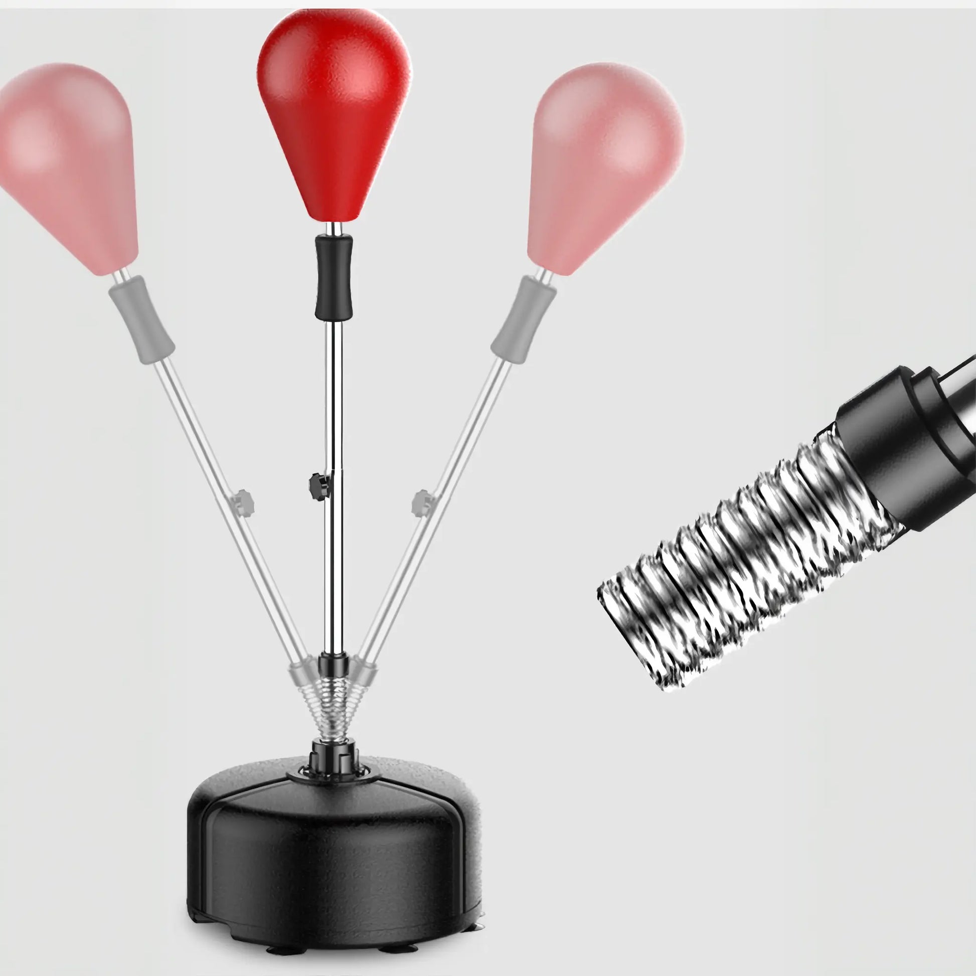 Spring rebound mechanism of boxing speed ball showing flexible responsive movement