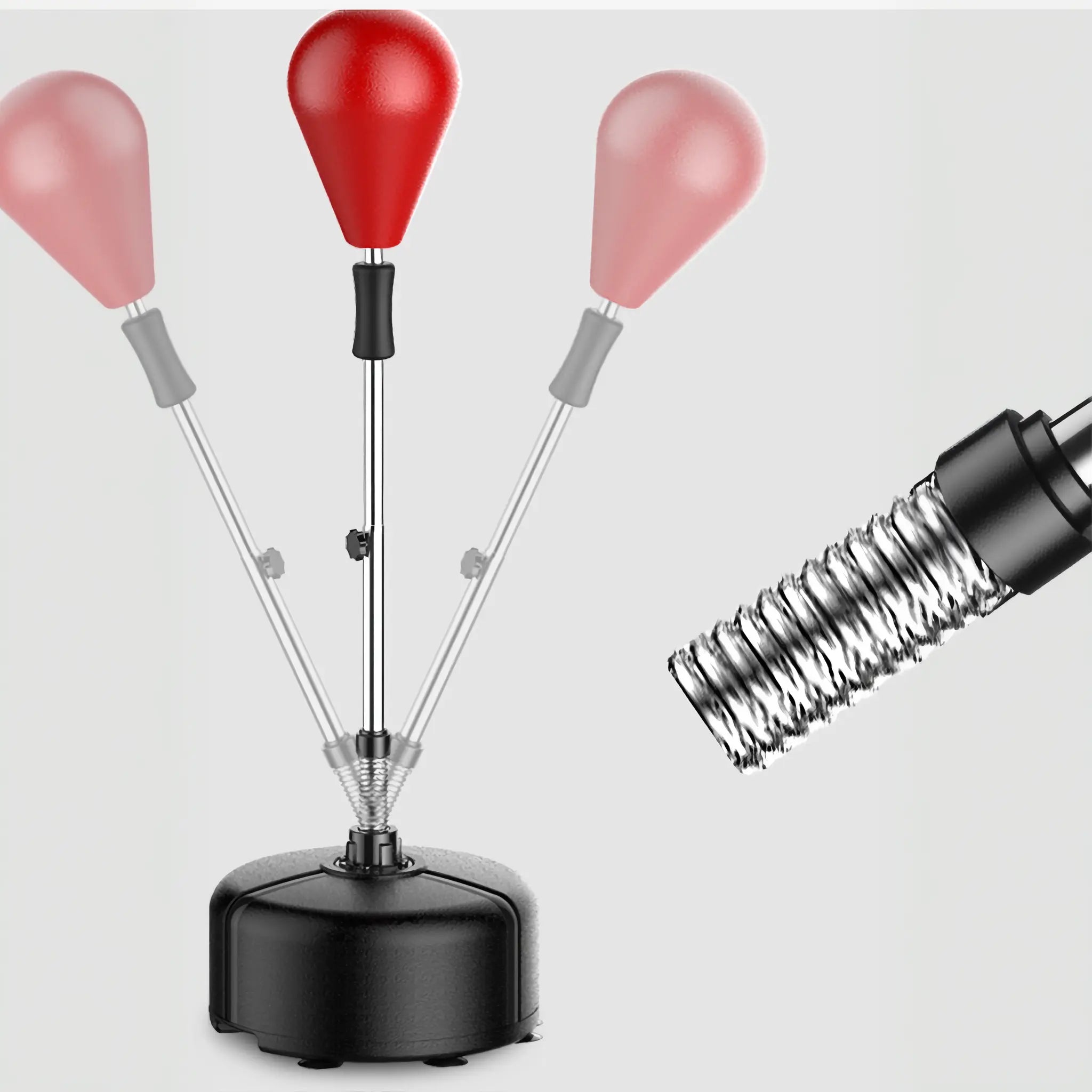 Spring rebound mechanism of boxing speed ball showing flexible responsive movement