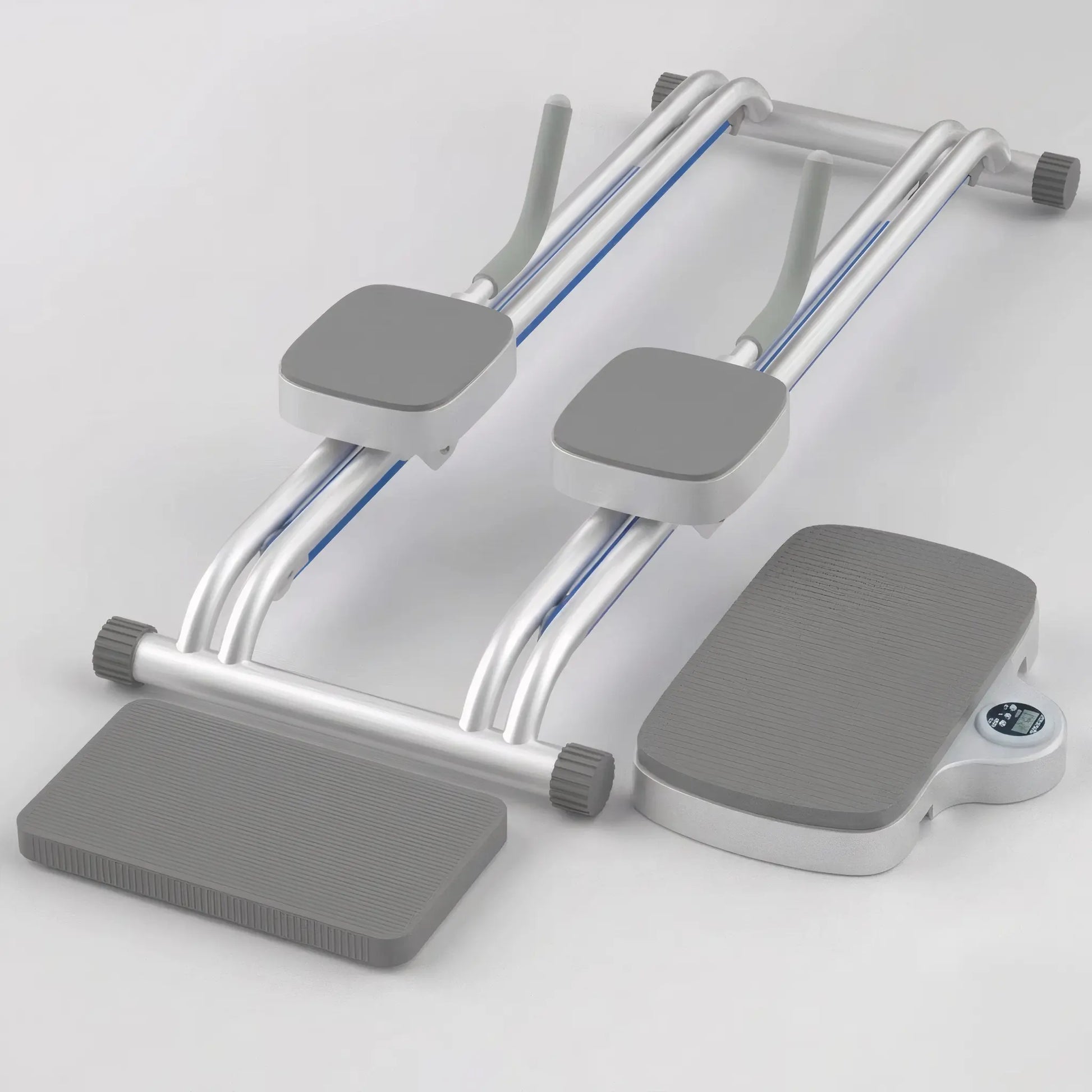 Dual Track Ab Slider with foldable frame, knee pad, arm support pad and digital timer