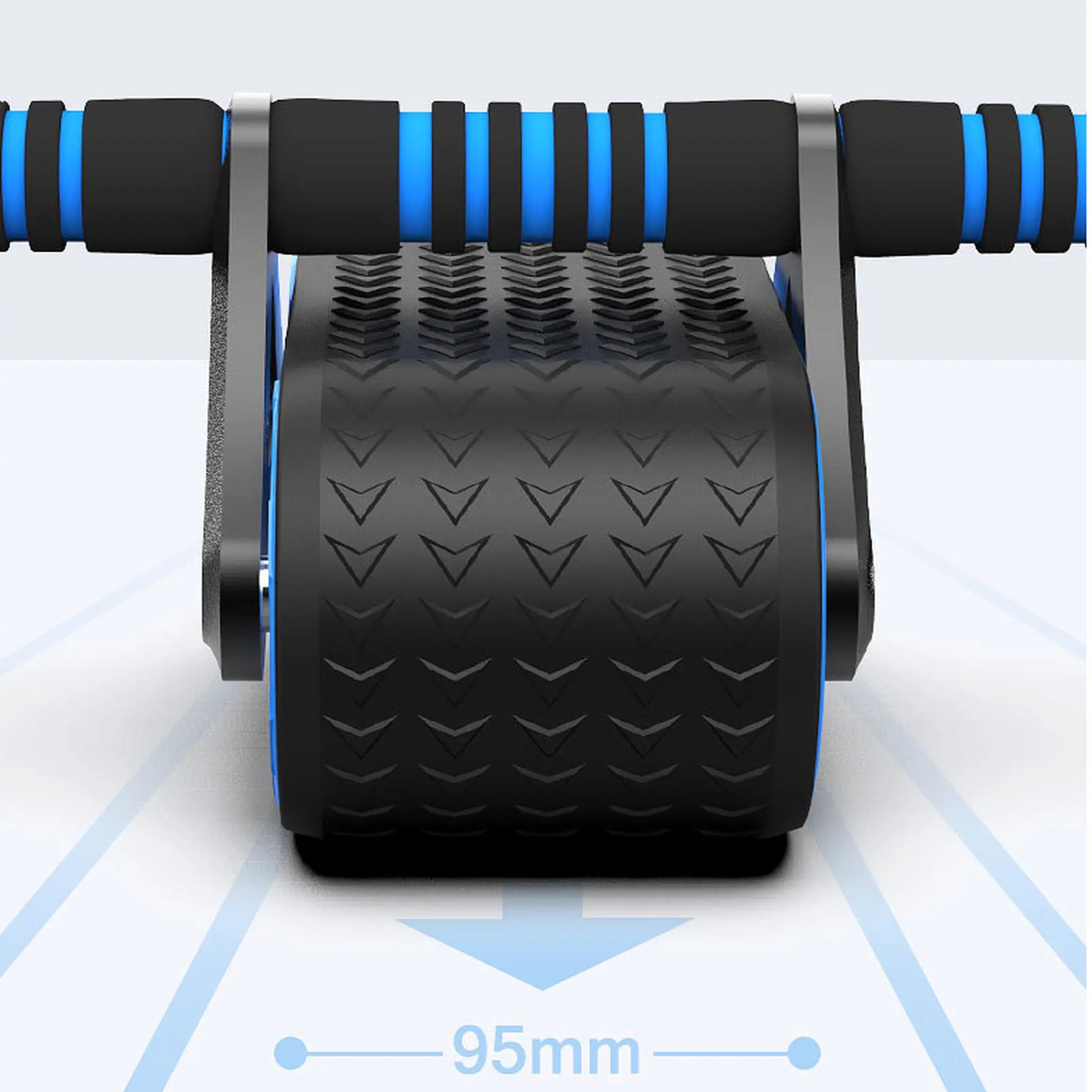 95mm wide dual-wheel ab roller designed for increased rollout stability