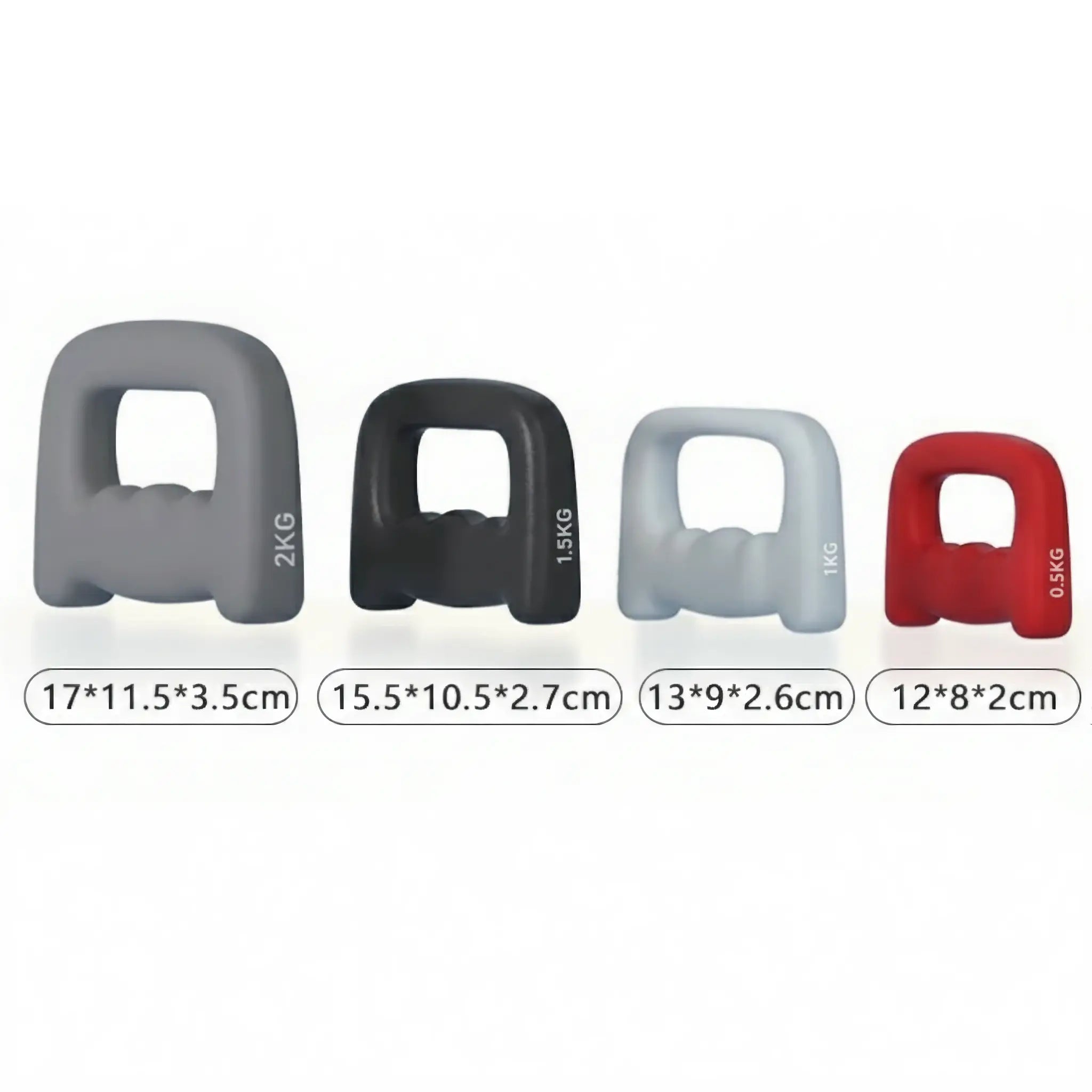 Hand weights size comparison across different weight options