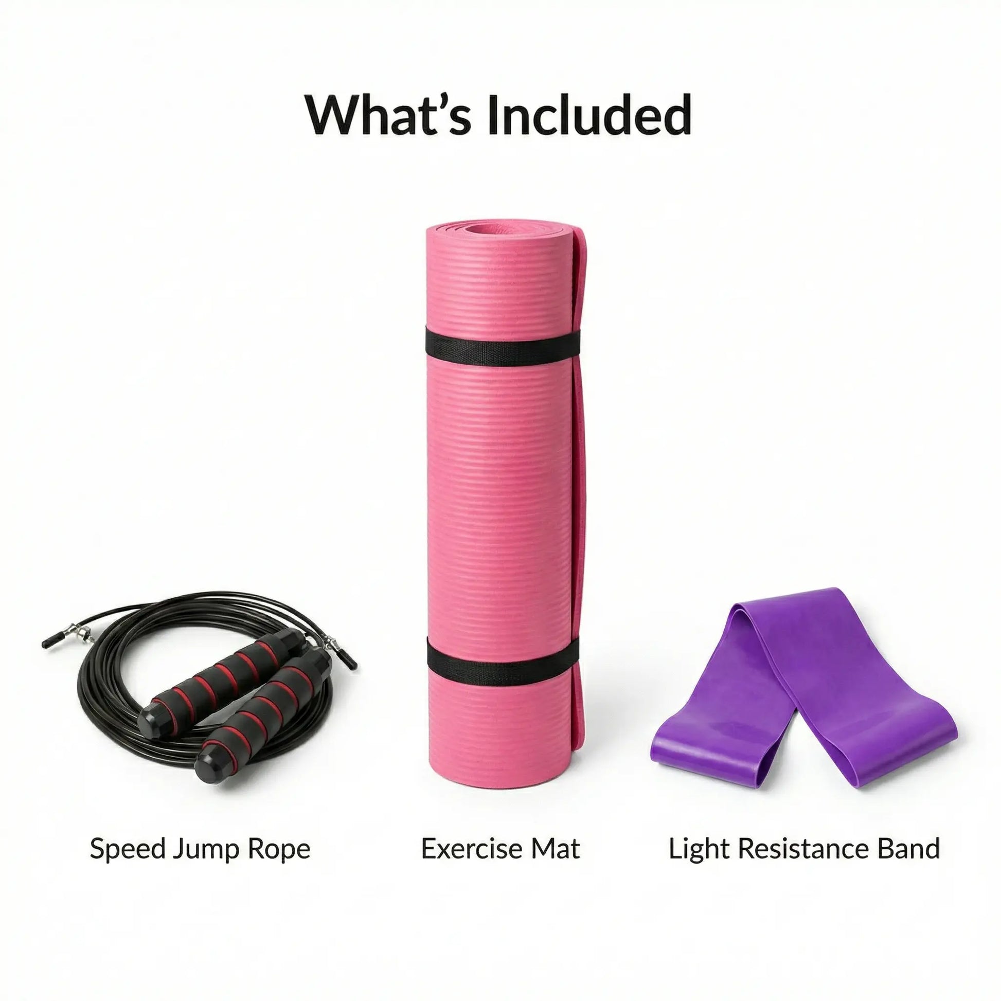 What is included in the home conditioning starter kit: skipping rope, exercise mat and light resistance band