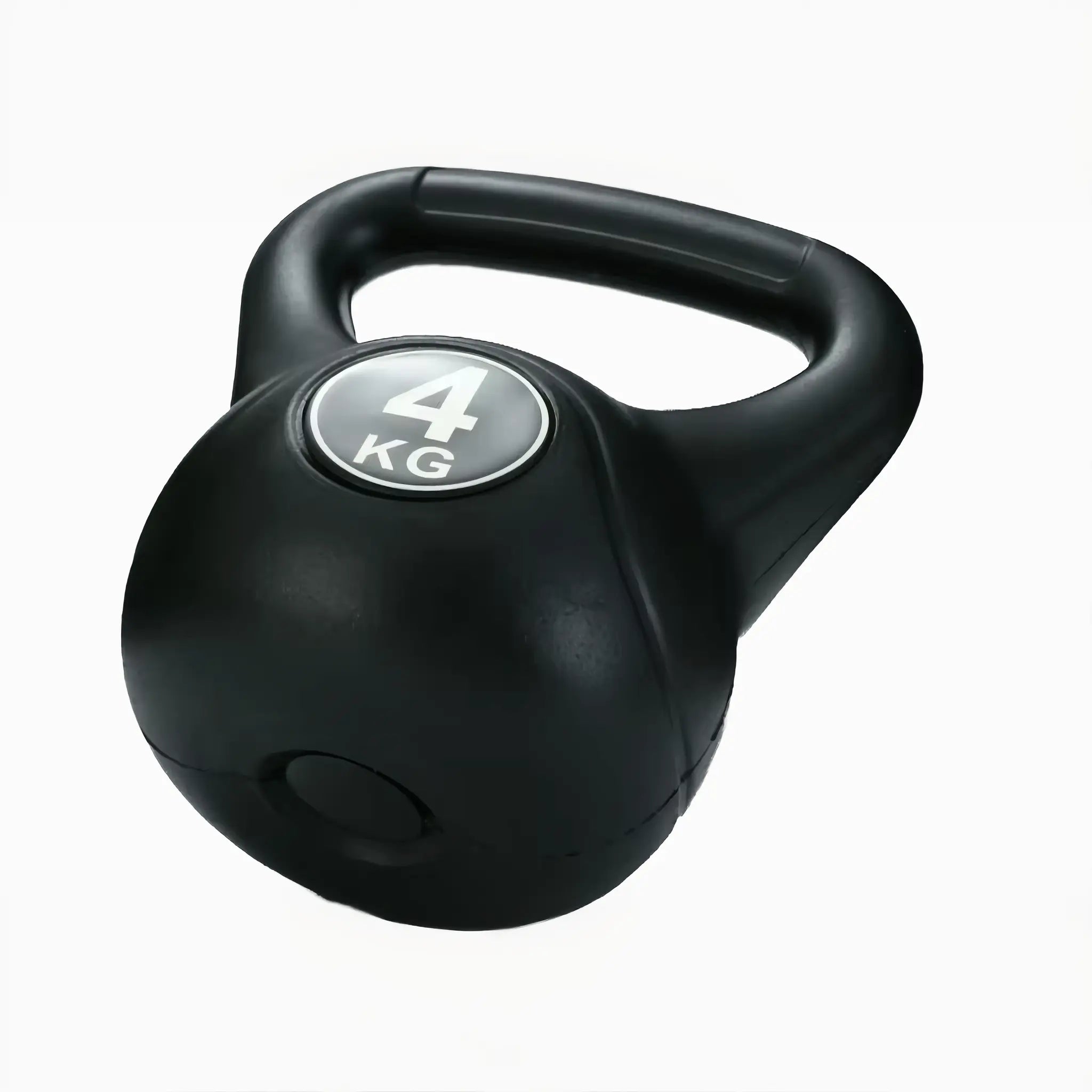 Flat base kettlebell designed to stand upright between exercises
