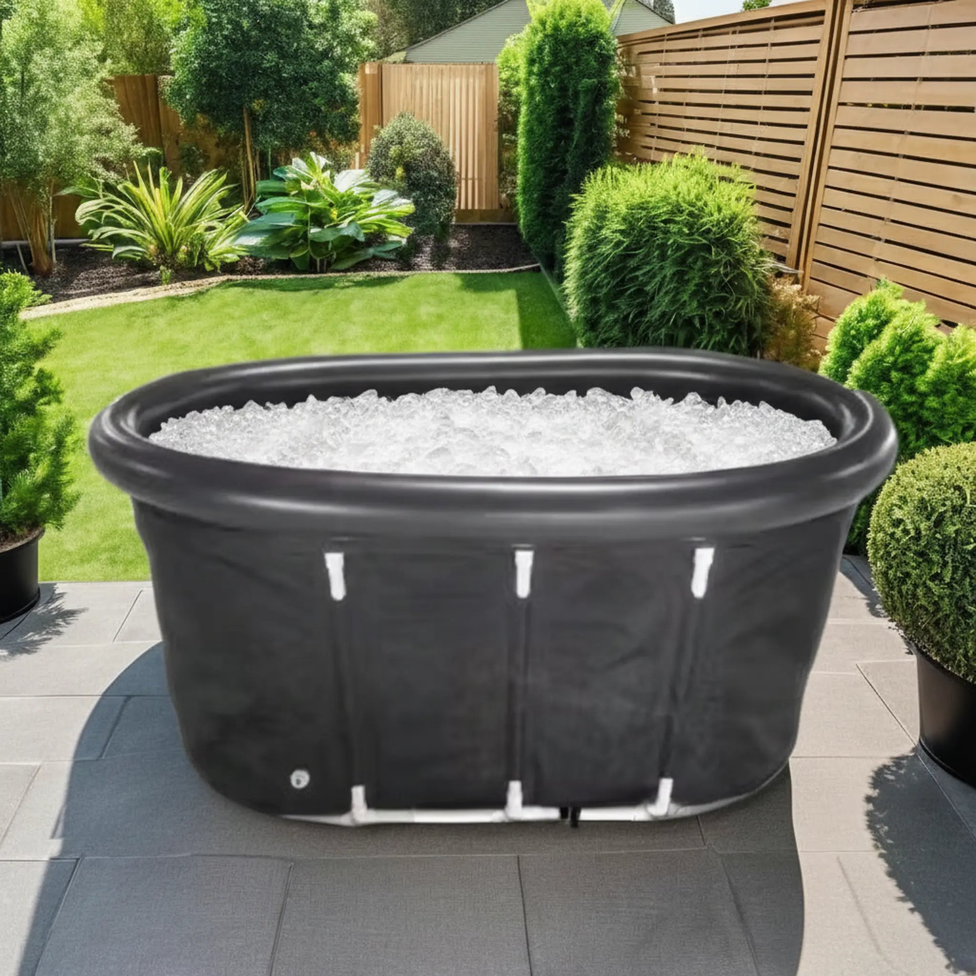 Rear view of Long Pod Ice Bath showing base structure and port position
