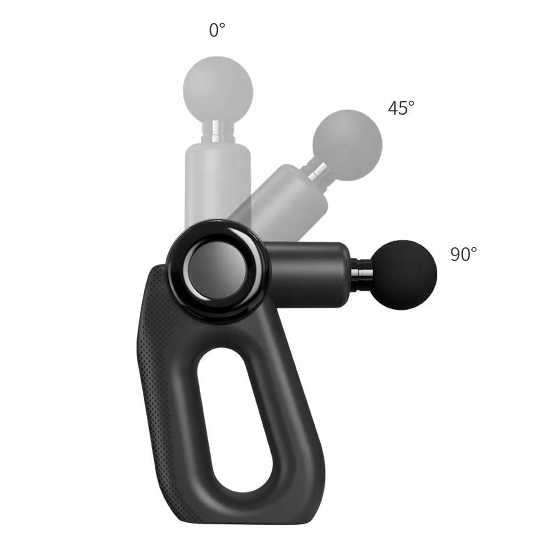Adjustable head massage gun with multiple angle positions for ergonomic use