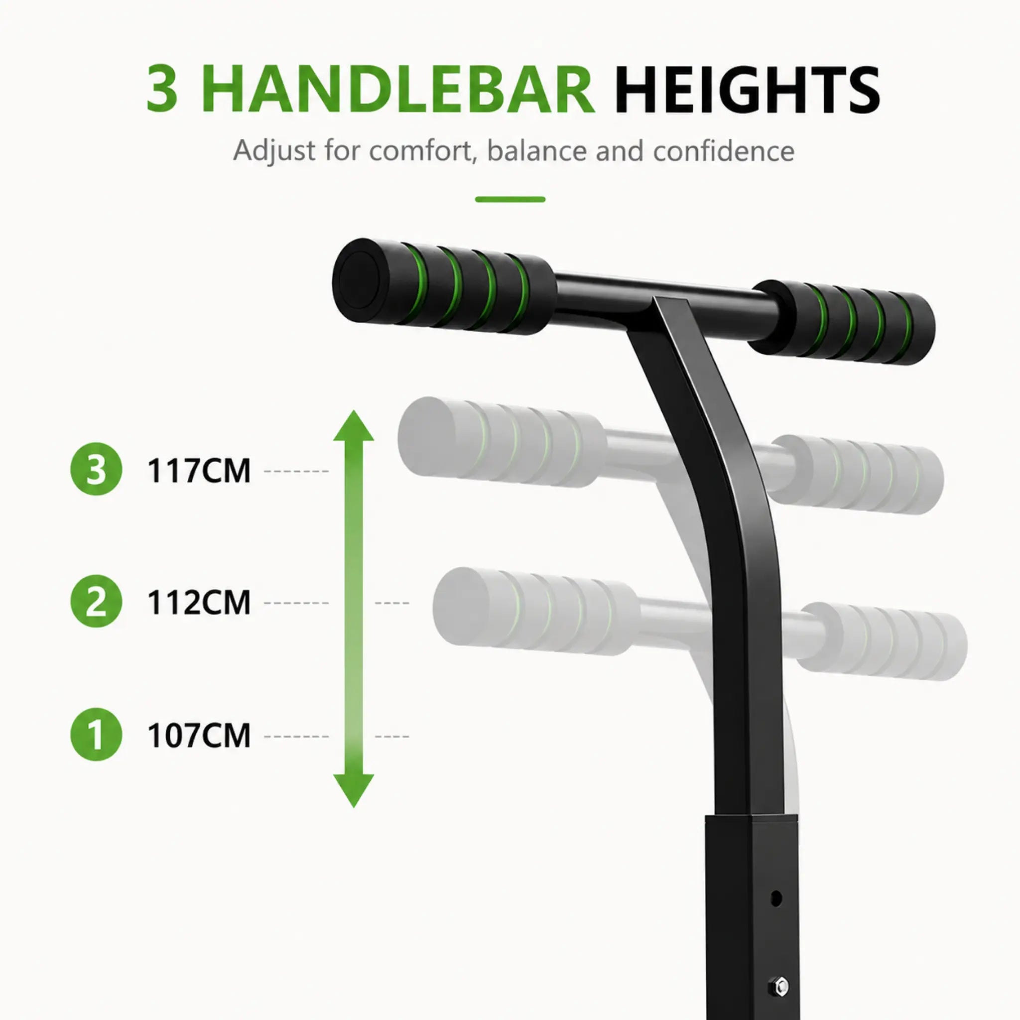 Adjustable handlebar on rebounder trampoline for balance and stability

