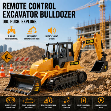 Go Play remote control excavator bulldozer with working dozer blade and remote controller