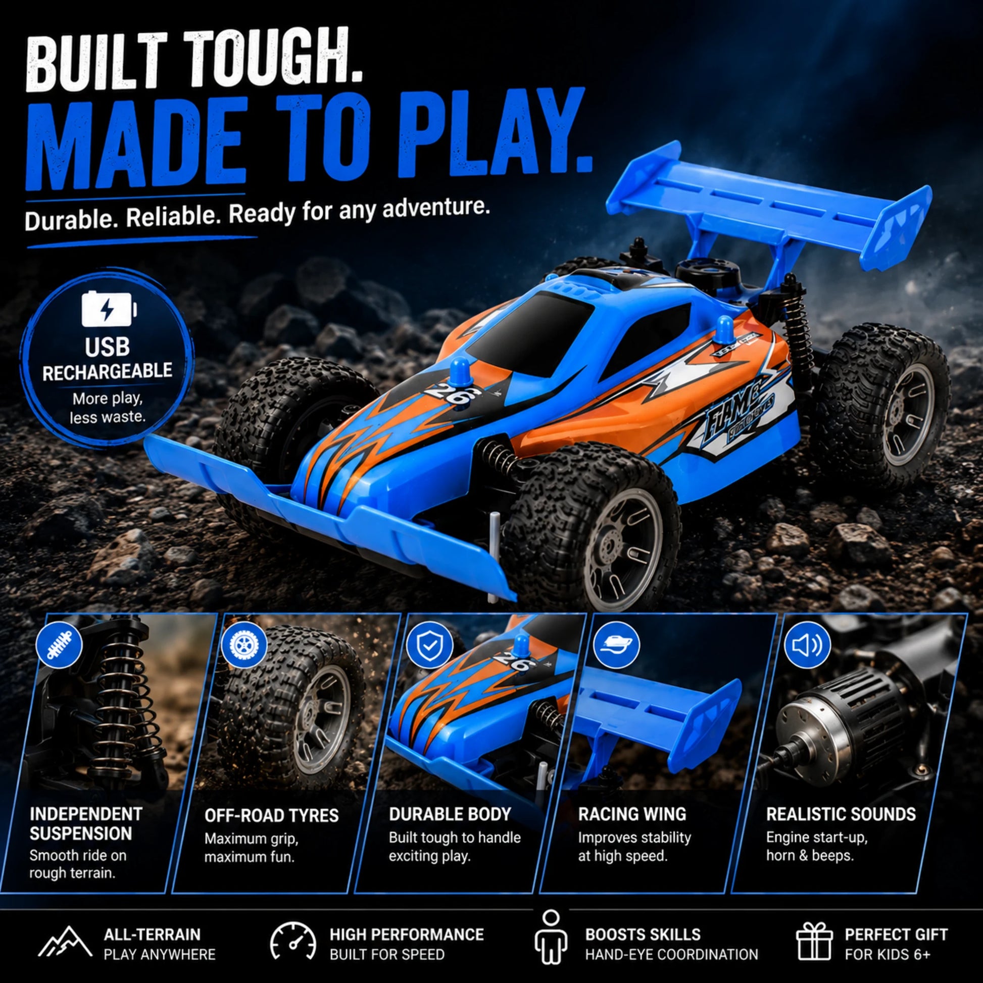 Remote Control Off-Road Buggy,
 ready for off-road racing