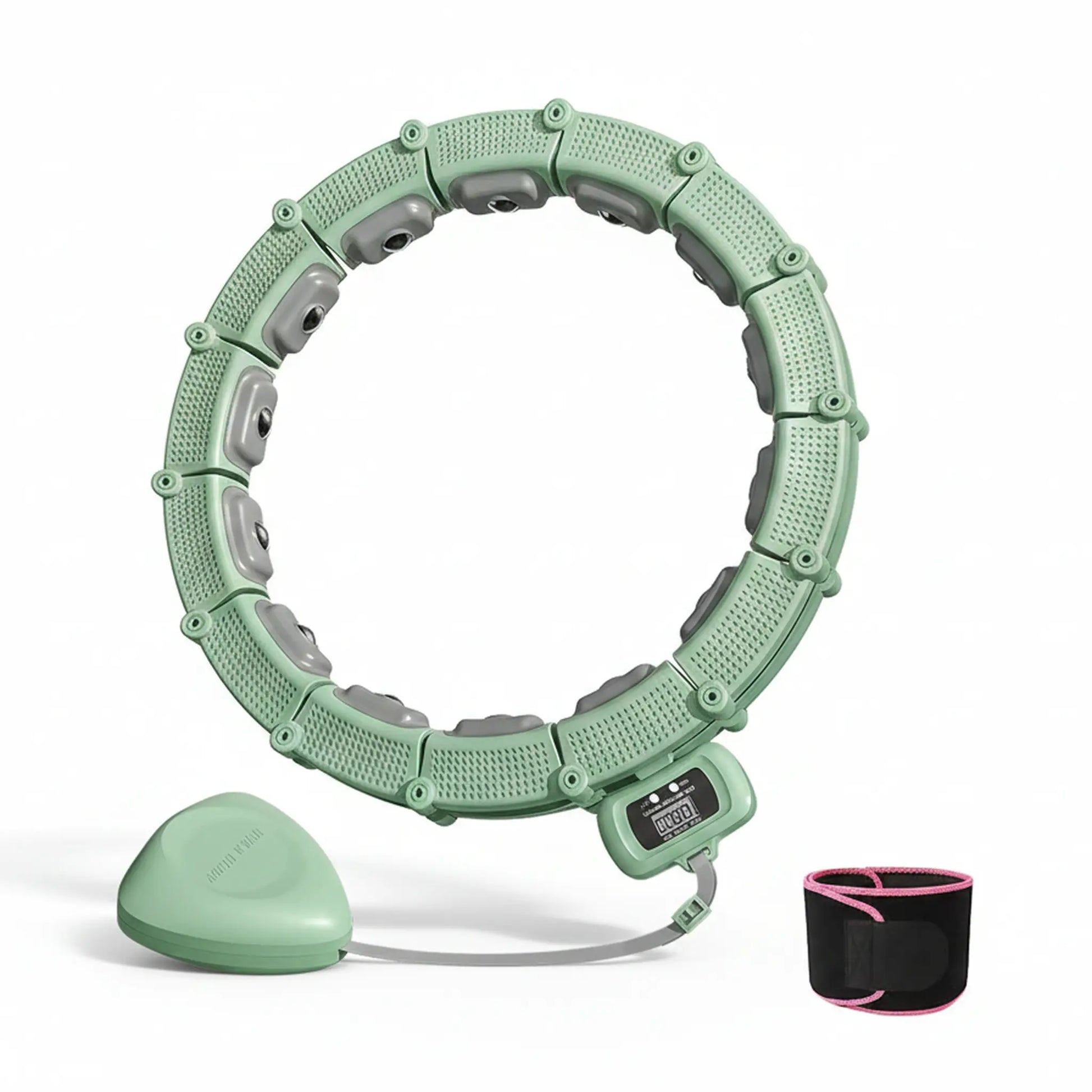Smart weighted hula hoop with adjustable segments and gravity ball counterweight