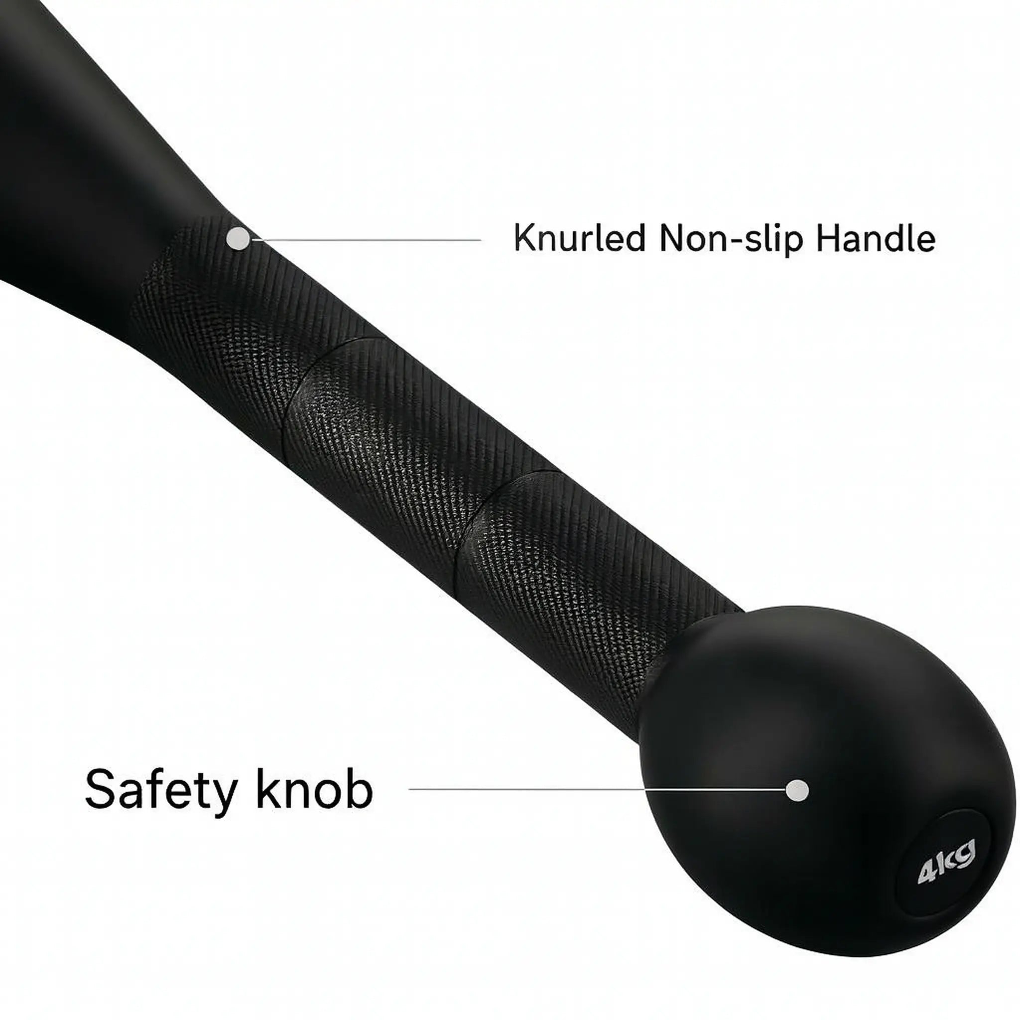 Diamond knurled handle on steel club for secure grip
