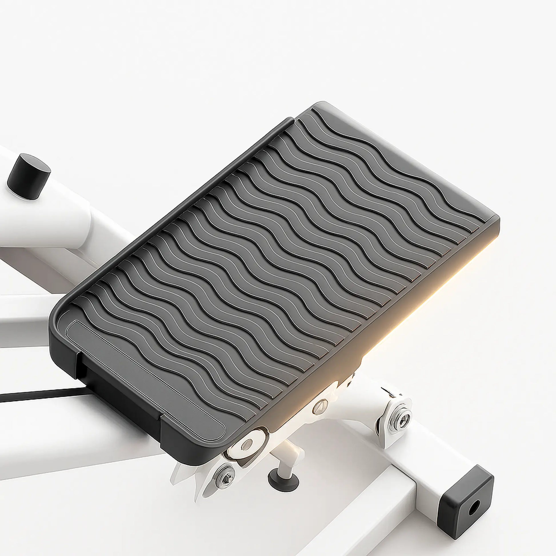 Textured non-slip pedal surface with wave-pattern grip.