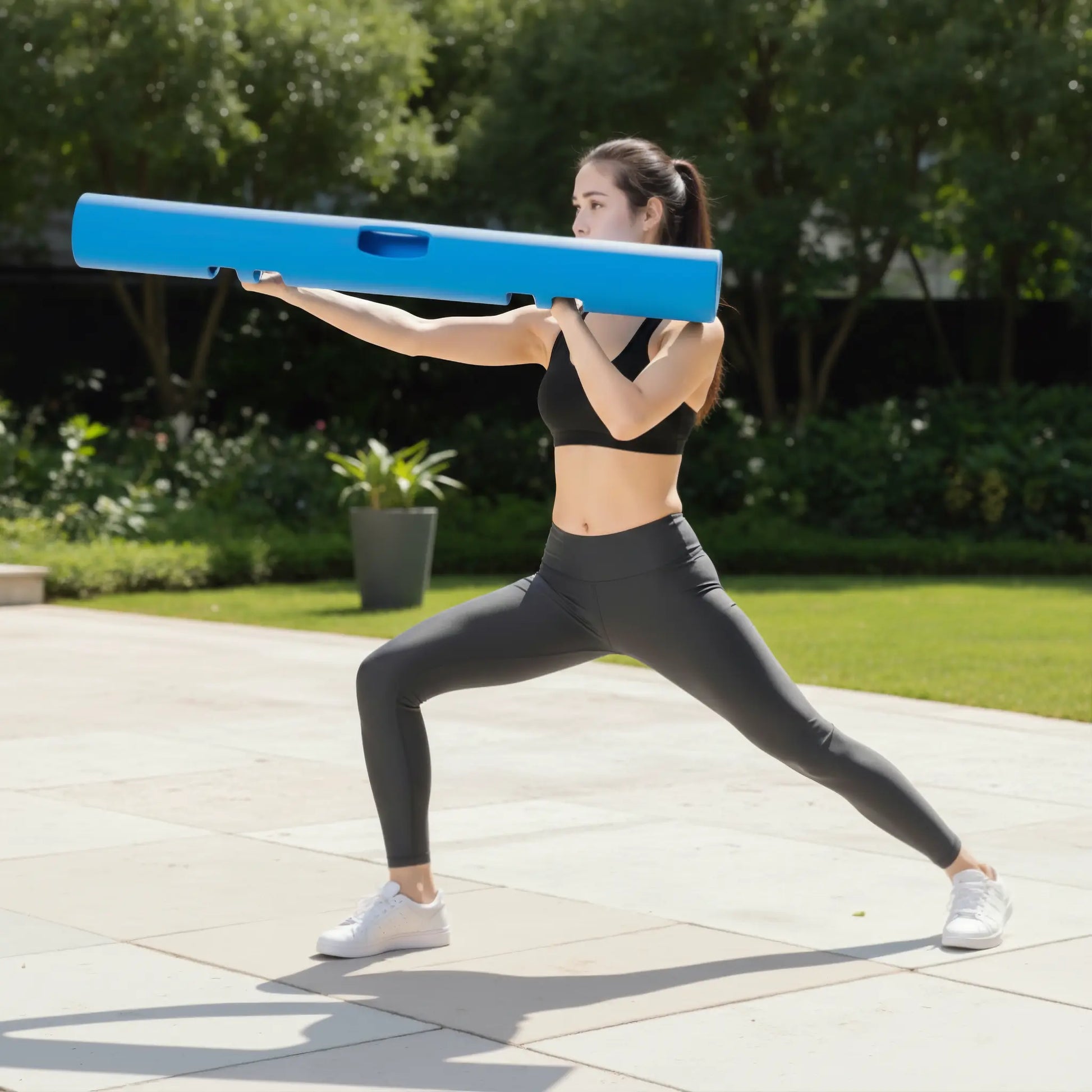 Functional training log being tilted and controlled during dynamic strength movement