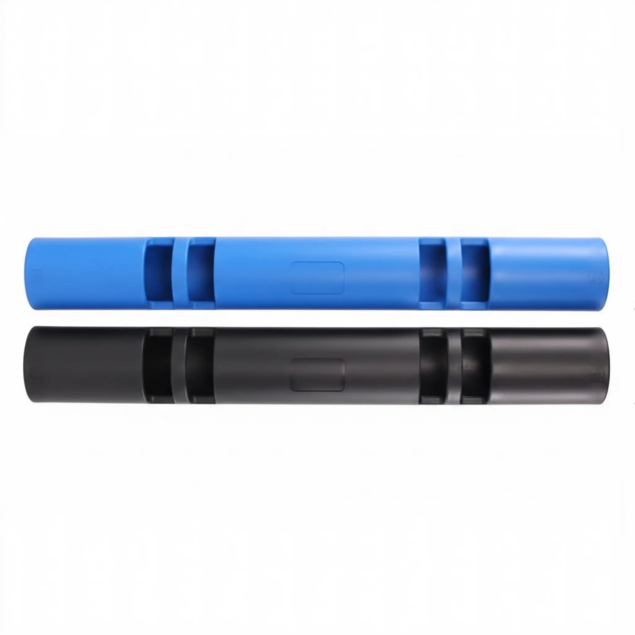 Weighted training logs showing cylindrical shape and grip design in multiple colours